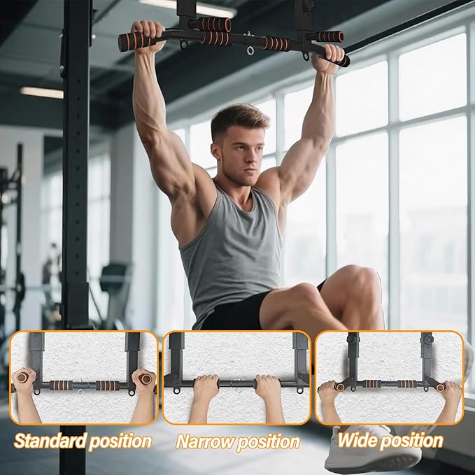 Joist Mounted Pull Up Bar,Wall Mount Pull Up Bar,Ceiling Mounted Chin Up Bar for Upper Body Workout, Dip Stand Supports to 440 Lbs