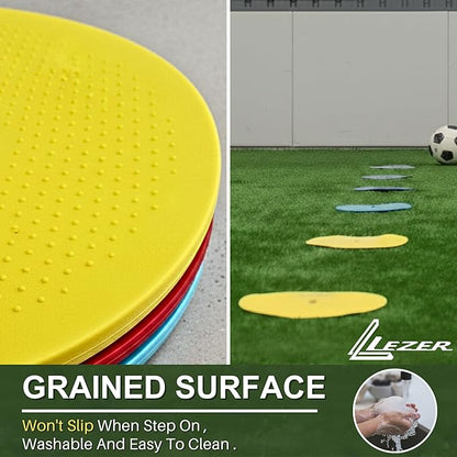LEZER 6 Inch 8 Inch Flat Cones, Spot Markers, Soccer Cones, Field Court Markers, Sit Spots, Flat Discs, Soccer Training Equipment, Agility Practice, Football, Made in Taiwan