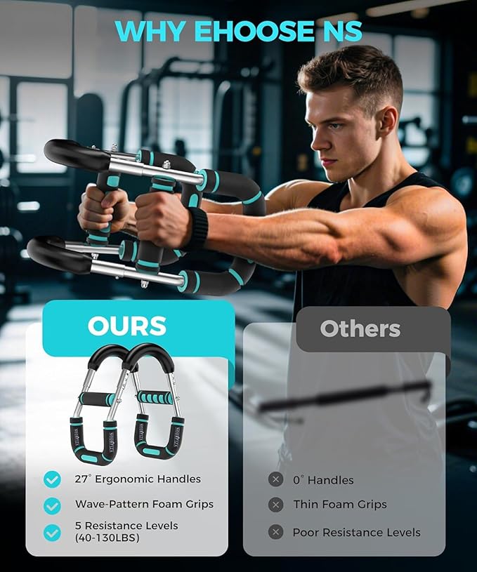 Twister Arm Trainer, Adjustable Resistance(40-140 lbs) Chest Workout, 5-Level Spring System, Detachable Power Twister for Arm & Shoulder Strength Training, Home Fitness Equipment for Men & Women