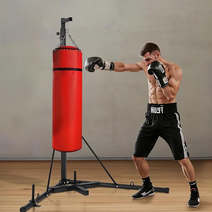 VEVOR 2 in 1 Punching Bag Stand, Steel Heavy Duty Workout Equipment,Freestanding Sandbag Rack,for Home Gym Fitness