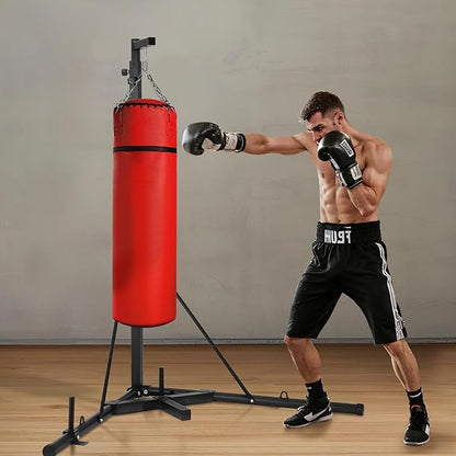 VEVOR 2 in 1 Punching Bag Stand, Steel Heavy Duty Workout Equipment,Freestanding Sandbag Rack,for Home Gym Fitness