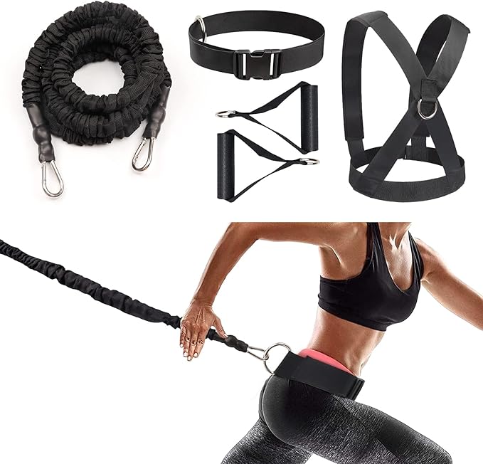 Resistance Running Training Bungee Band, Bungee Resistance Cord Set, Long Resistance Band, Lateral Movement Sprint Overspeed Training Fitness for Fast