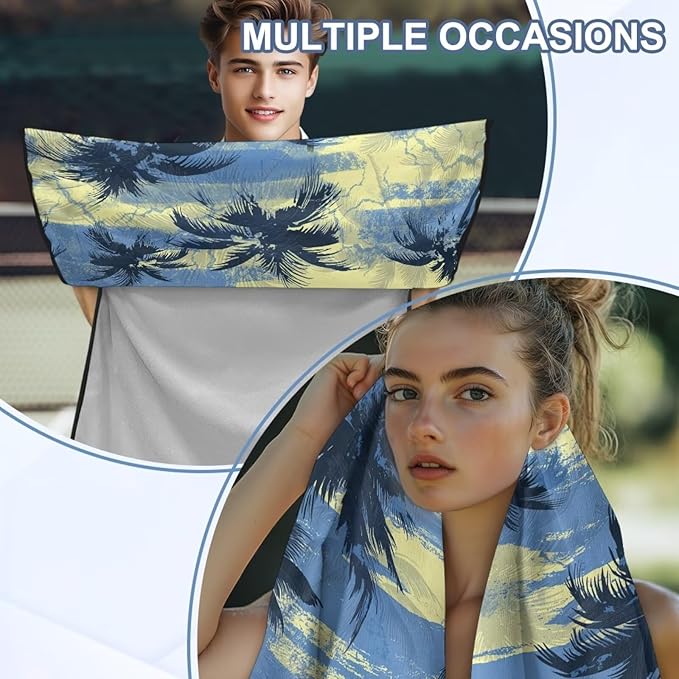 Bulopur Tropical Palm Tree Car Seat Towel Cover Waterproof Sweat Towel Car Seat Cover Anti-Slip Bucket Seat Protector for Swimming Pool Camping Beach Yoga Towels Mat