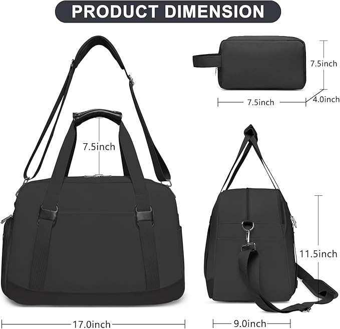 Sports Gym Bag for Women, Travel Duffle Bag with Shoe Compartment & Wet Pocket, Fitness Yoga Bag