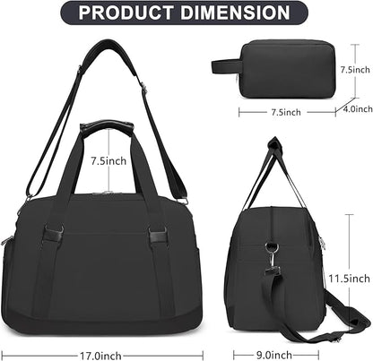 Sports Gym Bag for Women, Travel Duffle Bag with Shoe Compartment & Wet Pocket, Fitness Yoga Bag