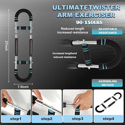 Chest Workout Equipment,Adjustable Resistance Bar for Full Body Workout, Arm Strengthener for Men & Women, Fitness Equipment for Strength Training（90-150Lbs）