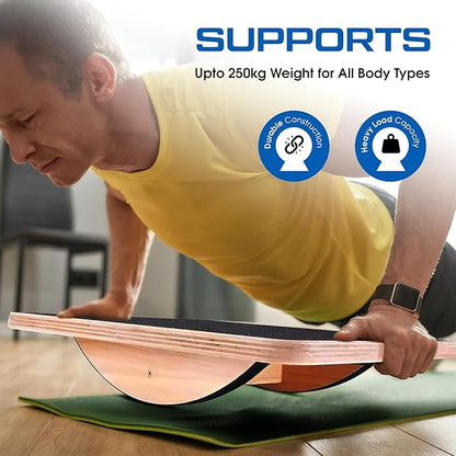 Wooden Balance Board for Adults, Wobble Board for Core Strength & Stability Training, Non Slip Surface, 550lb Capacity, Home & Office Exercise Use