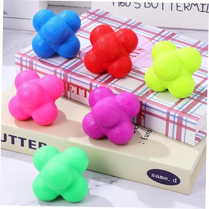 GARVALON 6 Pcs Hexagonal Reaction Balls Fitness Agility Training Equipment for Goalkeeper and Sports Exercise Lightweight Reaction Balls for Hand Eye Coordination Colorful
