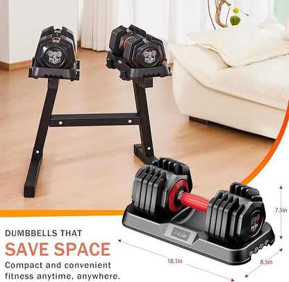 Adjustable Dumbbell Set, 10-in-1 25LB/55LB Ajustable Dumbbells with Safe Locking System, Enclosed Storage Tray, 1 Sec Fast Adjustment, Comfortable Non-Slip Textured Grip, Suitable for Home Gym Workouts Men and Women
