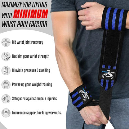 BEAST RAGE Wrist Wraps for Weightlifting - Adjustable Lifting Straps With Thumb Loop for Enhanced Gym Support, Powerlifting, Bodybuilding and Workout