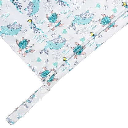 babygoal Wet Dry Bags 3 Pack for Baby Cloth Diapers, Washable Travel Bags, Beach, Pool, Gym Bag for Swimsuits & Wet Clothes with Two Zippered Pockets 3LN17