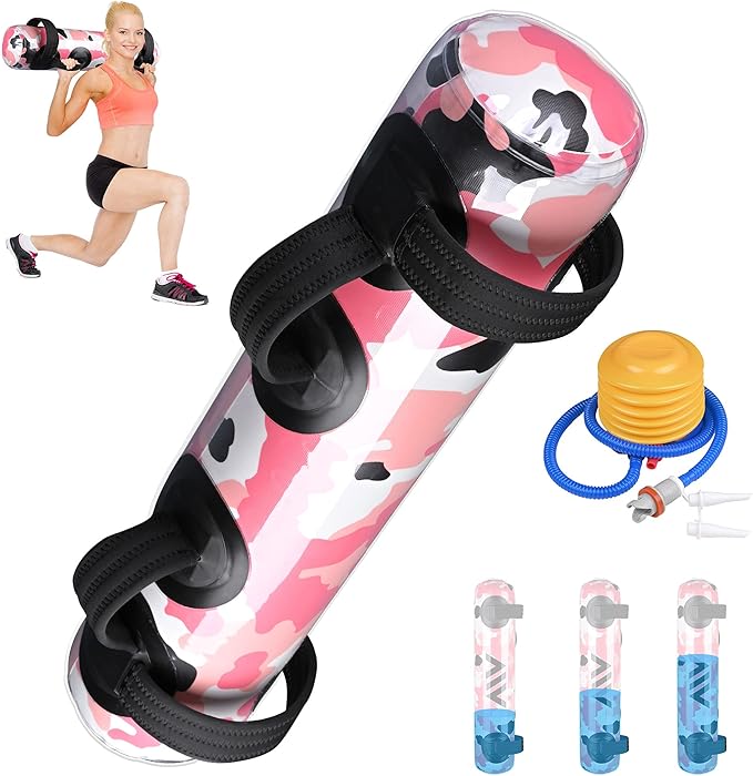 AW Foldable Adjustable Aqua Bag Exercise Water Weight Portable Strength Training Home Gym Workout Cardio Sport Fitness,Camouflage Gray,Pink,Gray