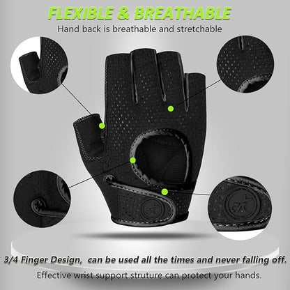 MOREOK Workout Gloves for Men/Women- [3/4 Finger] [Curved Open Back] Weight Lifting Gloves Gym Gloves for Weightlifting,Exercise,Training,Pull ups,Fitness and Rowing