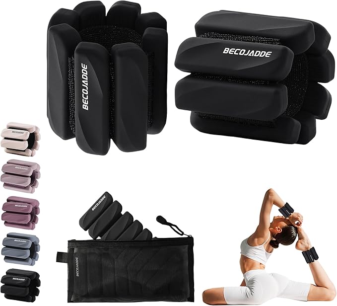 Ankle Weights Set of 2 (1 lb/2 lb Each) for Women Men Adjustable Wrist Bracelet for Home Gym Weighted Bangles Wristbands Leg Arm Weights for Walking Swimming Running Pilates Yoga Gym