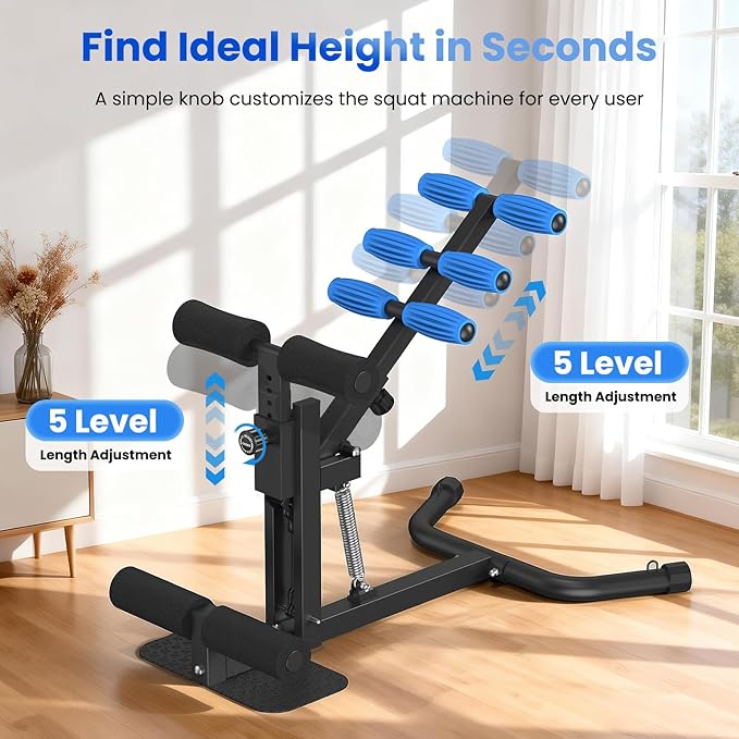 RELIFE REBUILD YOUR LIFE Deep Squat Machine, Adjustable Height Glute Trainer for Women, Core & Leg Workout Equipment for Home Gym, Butt & Thigh Toner