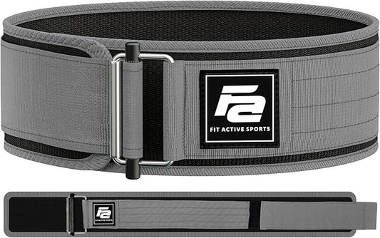 Fit Active Sports Self Locking Weight Lifting Belt | Premium Weightlifting Belt for Cross Training, Fast Locking Release Mechanism for Fitness and Power Lifting - Weightlifting Back Support for Men and Women