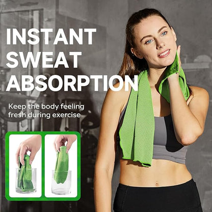 4 Pack Cooling Towels (40"x12"), Cooling Towels for Neck and Face, Gym Towel for Working Out, Soft Breathable Microfiber Ice Towel for Yoga Sport Running (Blue/Green/Pink/Black)