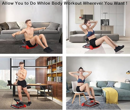 Ab Machine Ab Workout Equipment Sit Up Machine & Exercise Equipment Ab Crunch Machine for Stomach Workout Ab Core Trainer Abdominal Machine for Home Gym with Resistance Bands