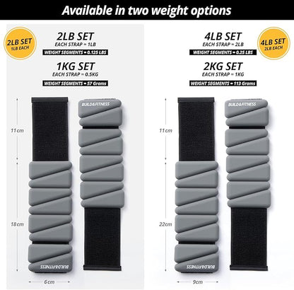 Wrist & Ankle Weights, Adjustable Bands for Women & Men Workouts, Set of 2 – 2lb or 4lb (1lb or 2lb each strap) Ideal for Runs, Jogs, Walks, Yoga, Dance, Pilates, Cardio, Aerobics, Strength Training