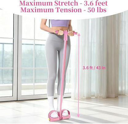 Pedal Resistance Bands with Handles, Upgrade 6-Tubes Manual Tension Training Pedal, Natural Rubber Foot Pedal Resistance Bands, Multifunction Fitness Bands for Abdomen, Waist, Arm, Leg