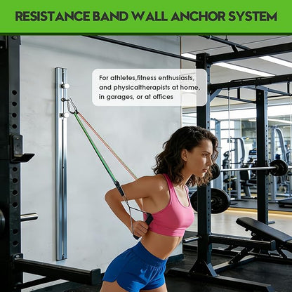 Aluminum Anchor Fitness System for Wall-Mounted - Adjustable with Five Resistance Bands, Resistance Bands Wall Mount for Strength Training, Workout Wall Anchor System