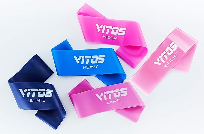 Vitos Resistance Bands Set - Exercise Bands for Working Out, Leg Exercises Elastic Stretch Bands