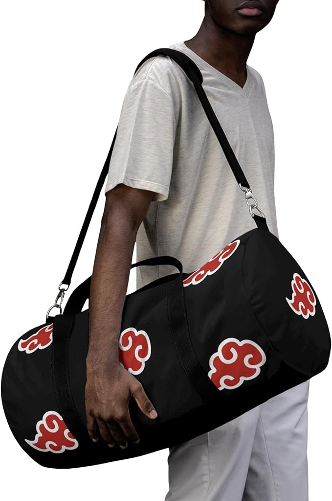 Anime Gym Bag for Women Men - Large Capacity Waterproof Workout Fitness Travel Sports Bags Fashion Street Camping Expandable Carry On Duffle Bag For Couple (Red Cloud) PTY