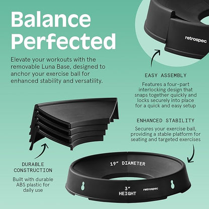 Retrospec Luna Exercise Ball with Pump - Anti-Burst Fitness Equipment for Yoga, Core Training & Stability - Home Gym Swiss Ball for Office & Pregnancy