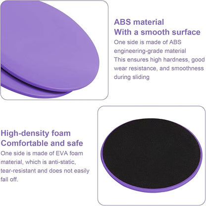 Exercise Core Sliders Glid Discs 2 Pack - Dual-Sided Workout Sliding Discs for Home Gym, Pilates, Physical Therapy, Ab & Full Body Training