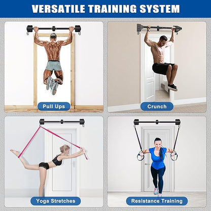 Kipika Wall Mounted Pull Up Bar - Heavy Duty 450 LB Capacity Doorway Chin Up Bar for Home Gym, Sturdy Steel Construction with Resistance Band Hooks | Hanging Exercise Bar for Full Body Workout