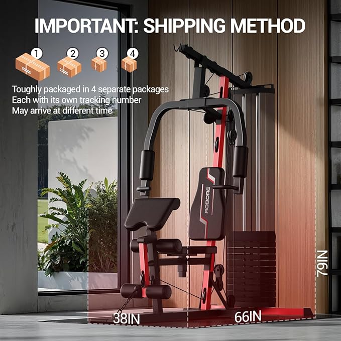 Home Gym System with 160LB Weight Stack, Multifunctional All-in-One Workout Station, Full Body Strength Training System