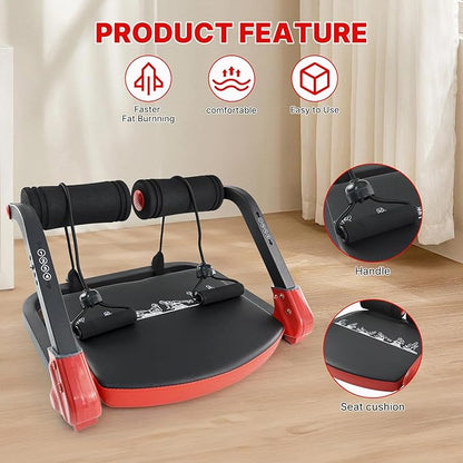 Ab Workout Equipment,Ab machine with Resistance Bands for Stomach Workout,Ab Crunch Machine Sit Up Machine with 4 Adjustable Resistance for Home Exercise,330 LBS Weight Capacity
