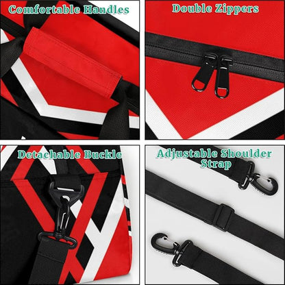 Personalized Cheerleading Dance Bag for Girls, Custom Name Sport Barrel Gym Bag Weekender Bags Carry On Travel Duffel Workout Training Bag, Red Black Cheerleaders Silhouette