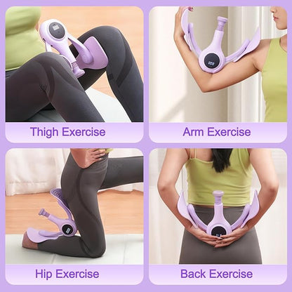 CYFIE Thigh Trainer with LED Counter, Inner Thigh Exerciser & Pelvic Floor Trainer with 2 Resistance Bands, Adjustable Kegel Exerciser for Women, Hip & Glute Workout Equipment for Home Gym