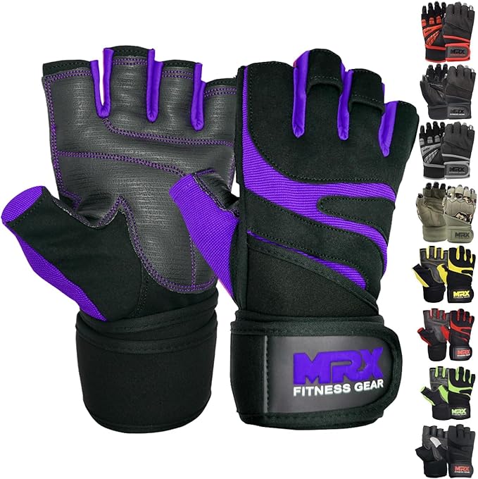 MRX Weightlifting Gloves for Men Workout Gloves Mens Wrist Support Lifting Gloves Male Gym Gloves | Workout Gym Accessories for Men Weight Lifting Fingerless Gym Exercise for Powerlifting
