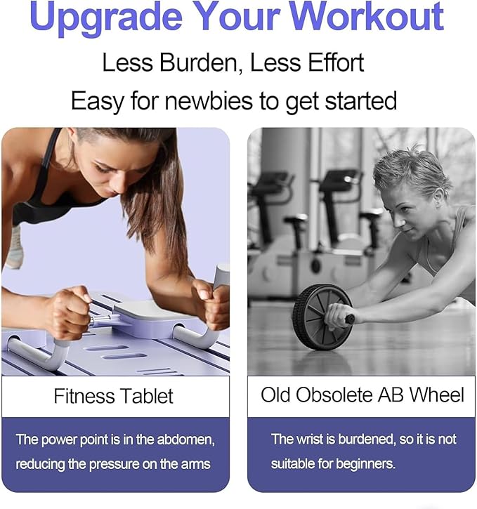 Upgraded AB Roller Wheel Workout Board with Elbow Support, Auto Rebound Abdominal Board, Core Trainer, Abdominal Exercise Machine, Workout Equipment