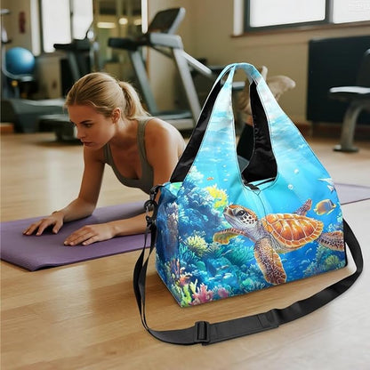 Gym Bag with Yoga Mat Holder Large Tote Bag With Multi Pockets for Women Men Dry Wet Separated Pocket Carryall Yoga Tote Bag for Pilates Travel Workout Office