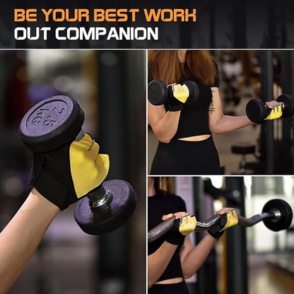 Workout Gloves for Women - Breathable Weight Lifting Gloves with Non-Slip Silicone Padding, Fingerless Gym Gloves for Cycling, Rowing, Pull Ups & Training (4 Sizes)