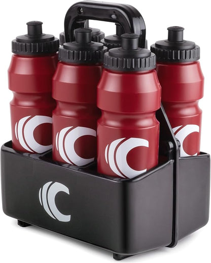 Cannon Sports 1 Liter Sports Water Bottle, BPA-Free, 34oz Capacity, Large Mouth, 2 lids (Straw & Squeeze) with Carrier, Great For Helmet Sports Such As Hockey, Lacrosse, Football, Boxing (Burgundy)