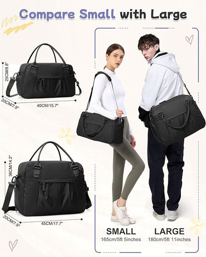 Large Duffle Bag for Travel with Shoe Compartment, Puffer Weekender Bags for Women Travel Tote Carry on Duffel Bag for Airplanes, Personal Item Bag Gym Bag Women, Black