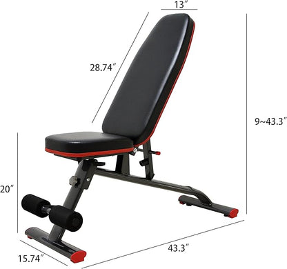 Fitvids Heavy Duty Adjustable and Foldable Utility Weight Bench for Upright, Incline, Decline, and Flat Exercise