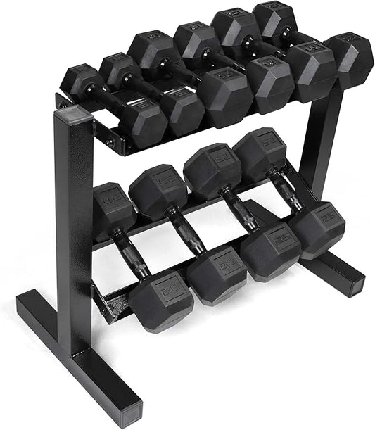 CAP Barbell 150 lb Dumbbell Set with 2-Tier Rack | Multiple Options