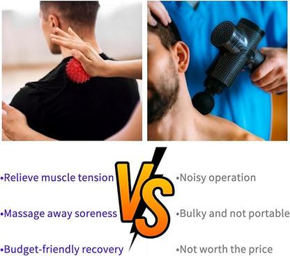 Massage Lacrosse Ball, Spiky Massage Ball, for Deep Tissue, Trigger Point and Myofascial Release, Muscle Knots, and Yoga Therapy (Black-Black)