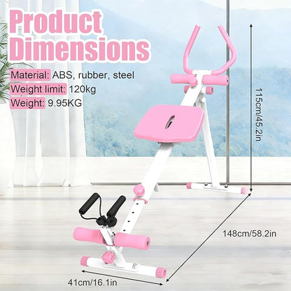Ab Workout Machine Home Gym Equipment, 4 in 1 Multifunctional Ab Trainer with Rowing Roman Chair Leg Press, Core Strength Training Equipment for Home