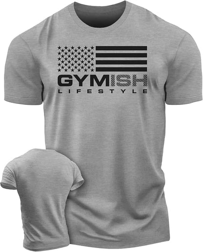 Gymish American Flag Graphic Fitness Tank, Sleeveless Bodybuilding Athletic Tank Top