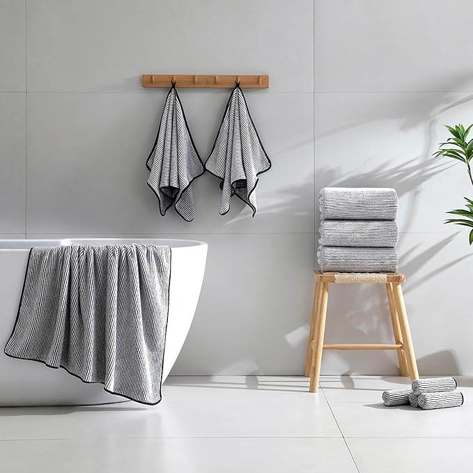 2-Pack Microfiber Bath Towels (27x54 Inches) - Ultra Soft & Quick Dry, 3X Absorbency, Lightweight for Gym, Yoga, Travel & Spa - Perfect for Home, Fitness & Post-Workout,