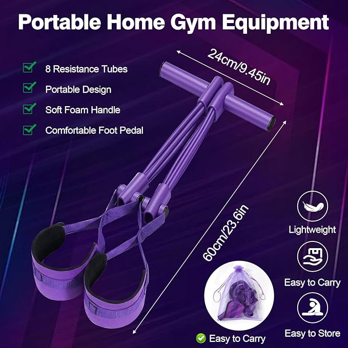 Resistance Bands with Handles, 8-Tube Heavy Duty Exercise Bands for Full Body Workout, Strength Training Bands for Arms, Legs, Abs & Home Gym