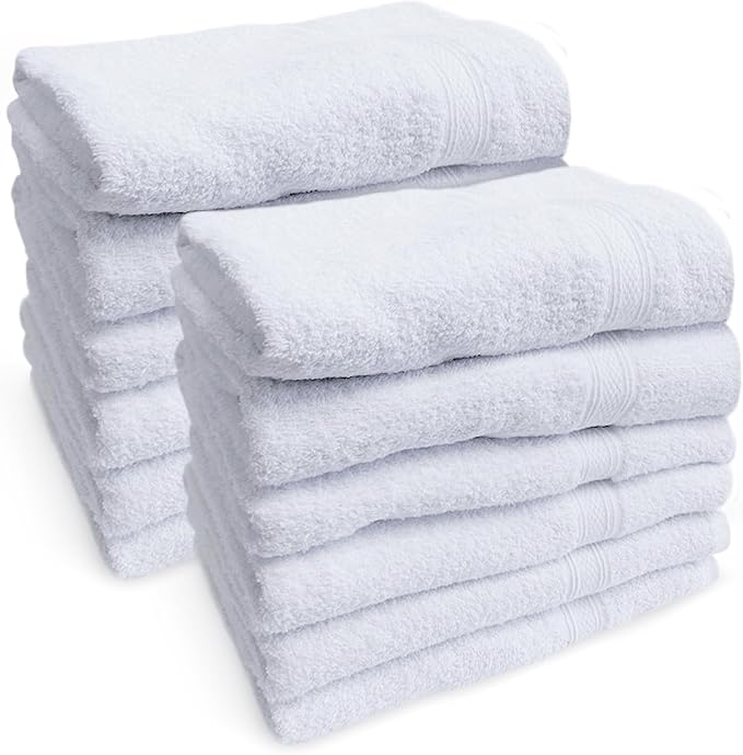 Towels N More Multi Pack 22X44 Small Light Weight Gym Towels or Can be Used as Quick Dry Bath Towel or Salon Towel, 100% Ring Spun Cotton Loops Sweat Towels Women's Hair Dry Towel (12)