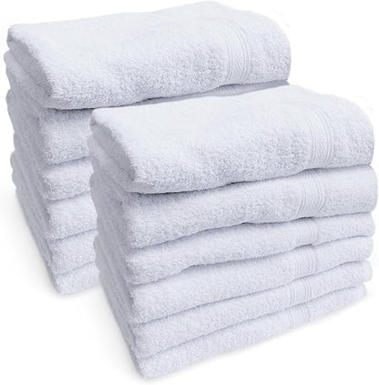 Towels N More Multi Pack 22X44 Small Light Weight Gym Towels or Can be Used as Quick Dry Bath Towel or Salon Towel, 100% Ring Spun Cotton Loops Sweat Towels Women's Hair Dry Towel (12)