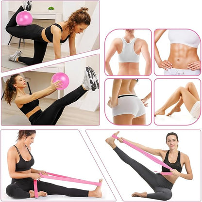 13 Pcs Pilates Kit for Women - Home Pilates Equipment Set with Magic Circle Resistance Bands Yoga Ball for Beginners Full Body Toning Thighs Arms Hip Workout